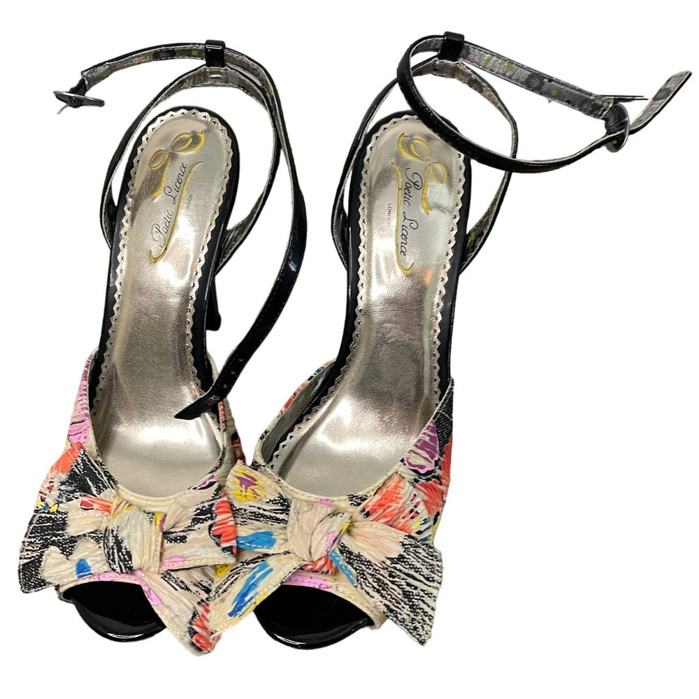 Quirky Colorful Poetic License platform ankle buckle heels - 38.5